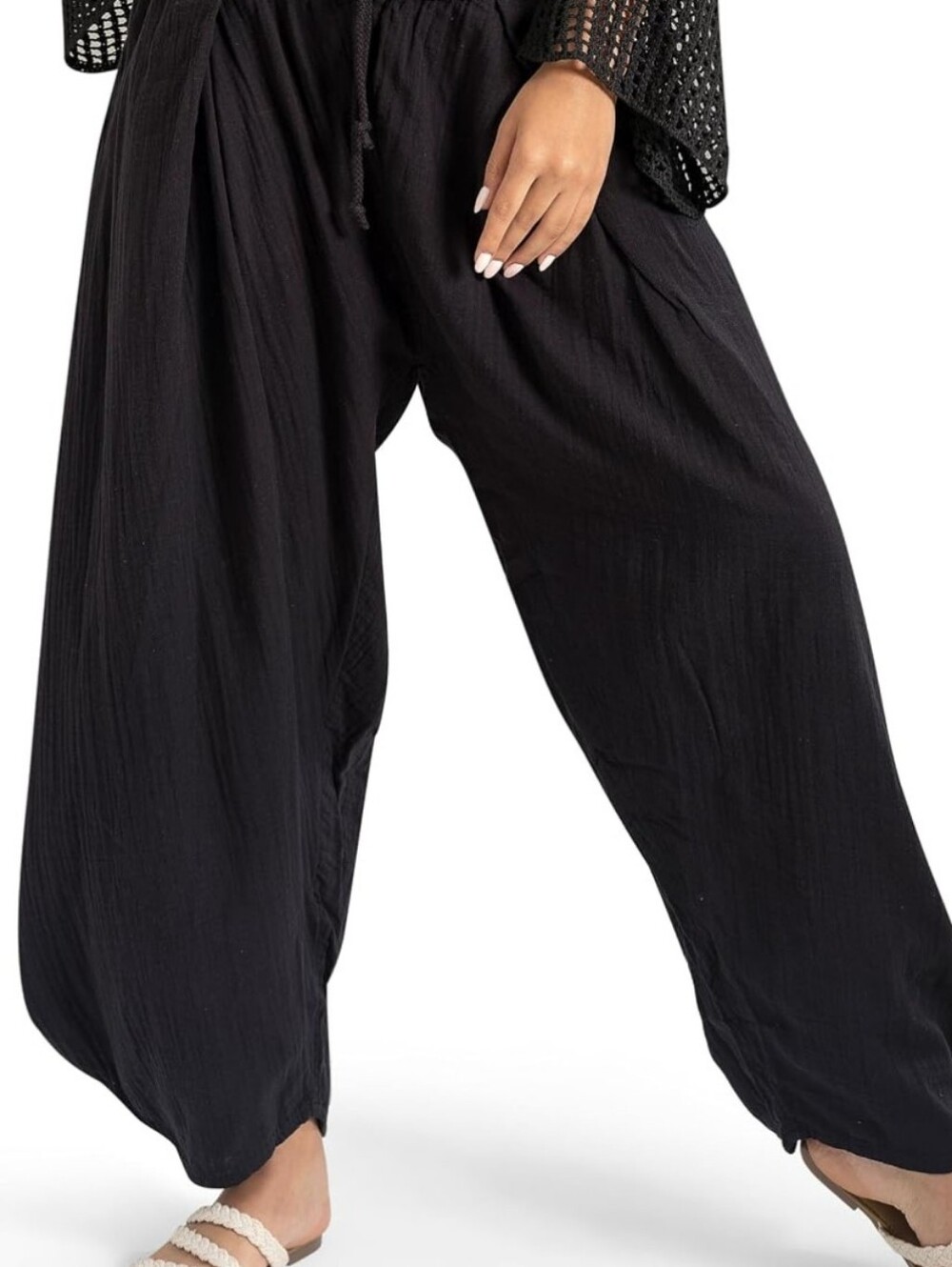 Relaxed Black Harem Pants for Women